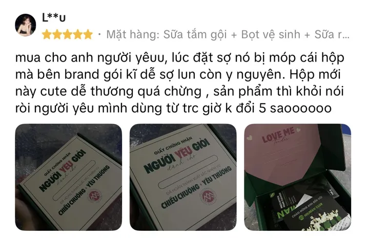 Đánh giá 5 sao: hộp mới cute, người yêu dùng từ trước giờ