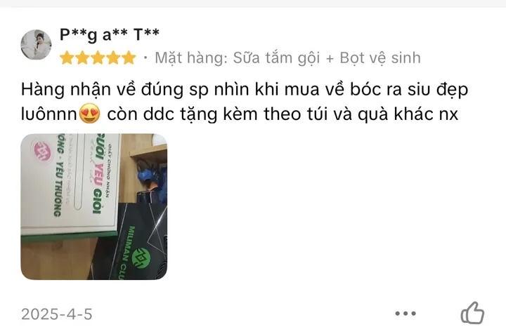 Đánh giá 5 sao: đúng sản phẩm, bóc ra rất đẹp, có túi tặng kèm